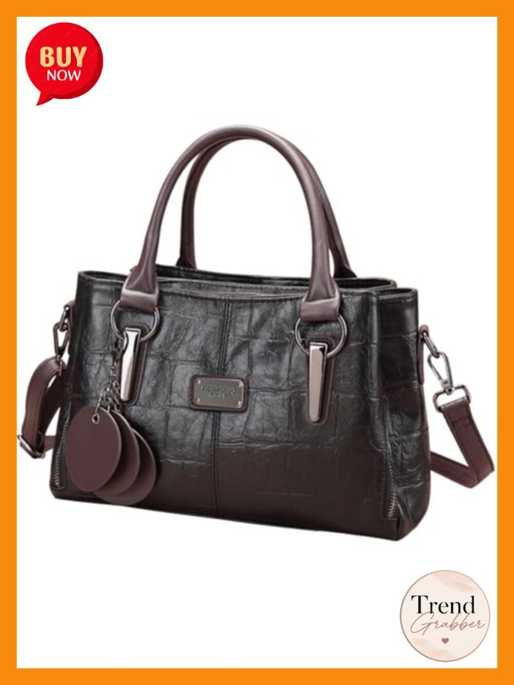 Vegan Leather Tote with Multiple Pockets, 3-in-1 Handbag Purse for Women